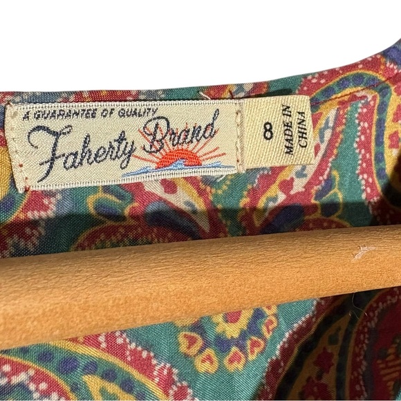 FAHERTY | Women’s Multicolor 100% Silk Paisley Floral Midi Dress size Medium - Picture 8 of 12